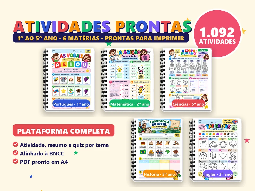 Plataforma Atividades Prontas: 1.092 atividades do 1º ao 5º ano