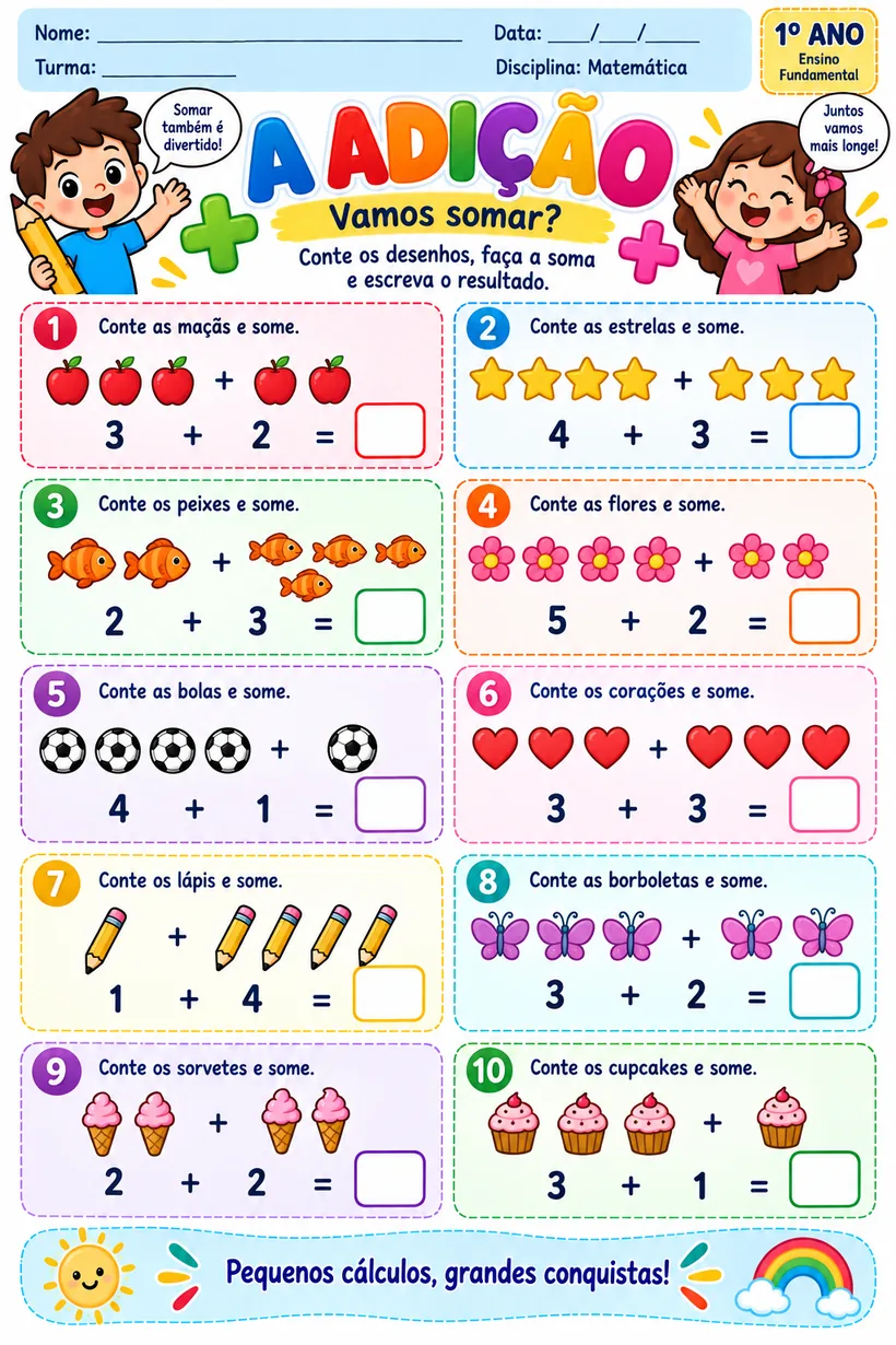 Atividade ilustrada de A Adição