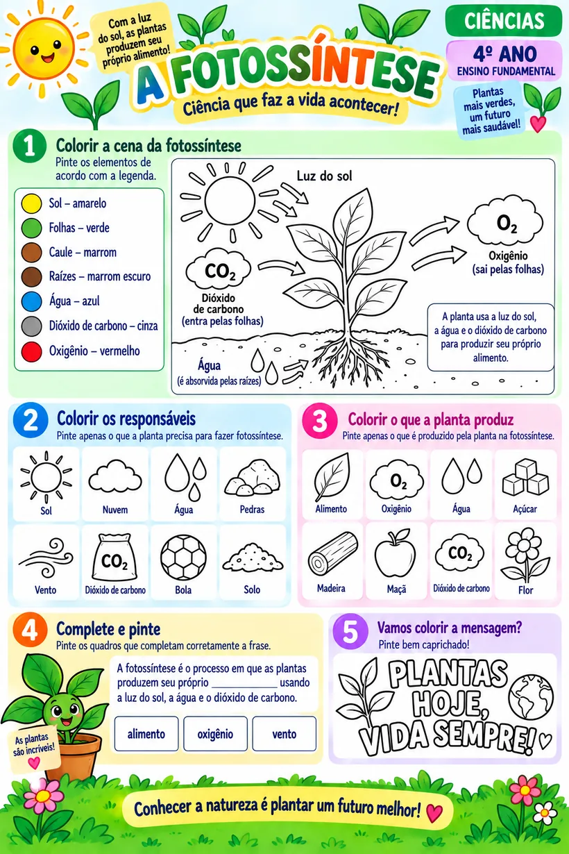 Atividade ilustrada de A Fotossíntese