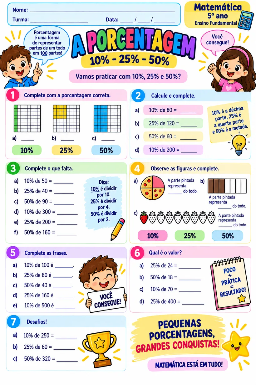 Atividade ilustrada de A Porcentagem