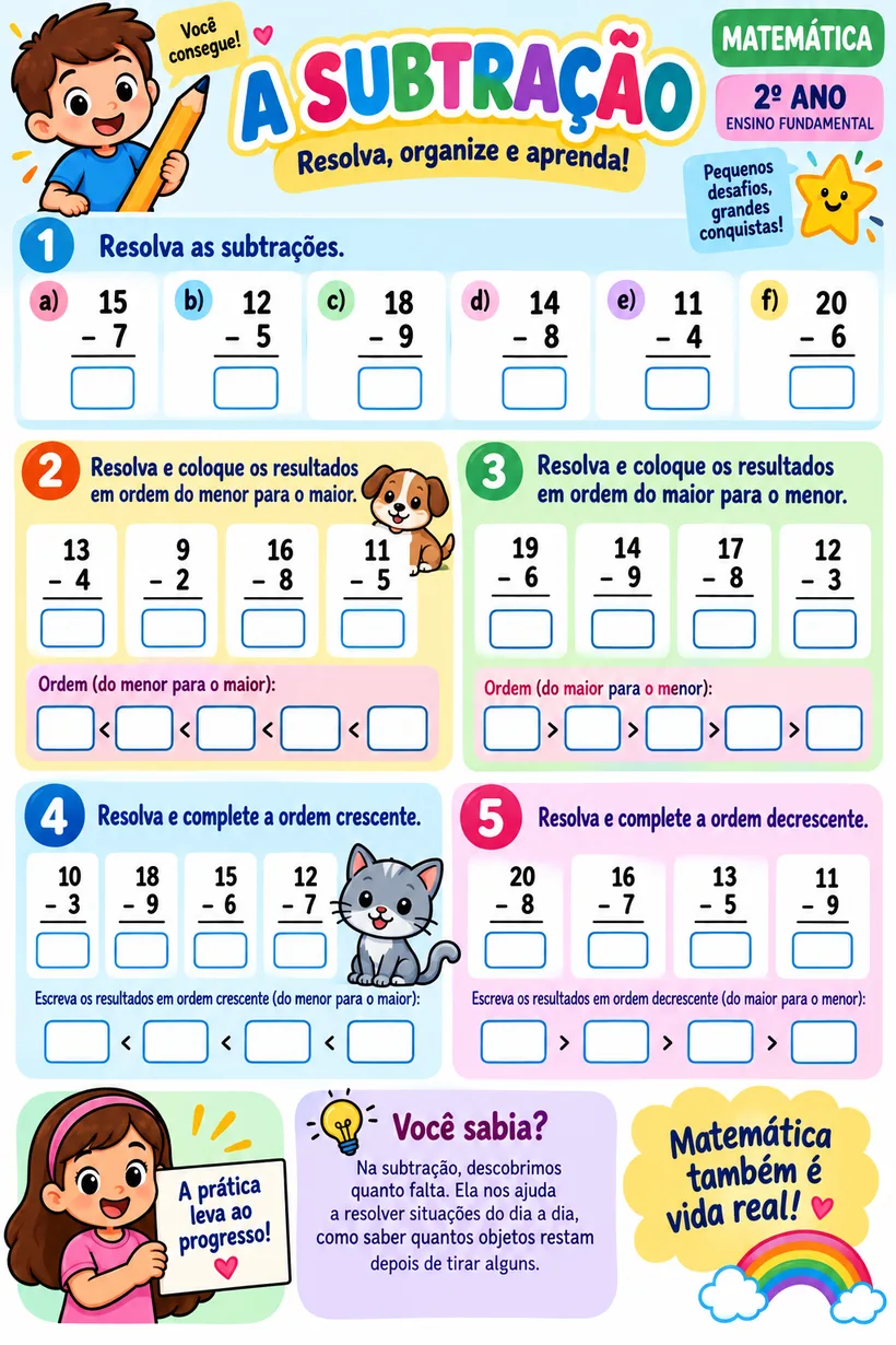 Atividade A Subtração, 2º ano