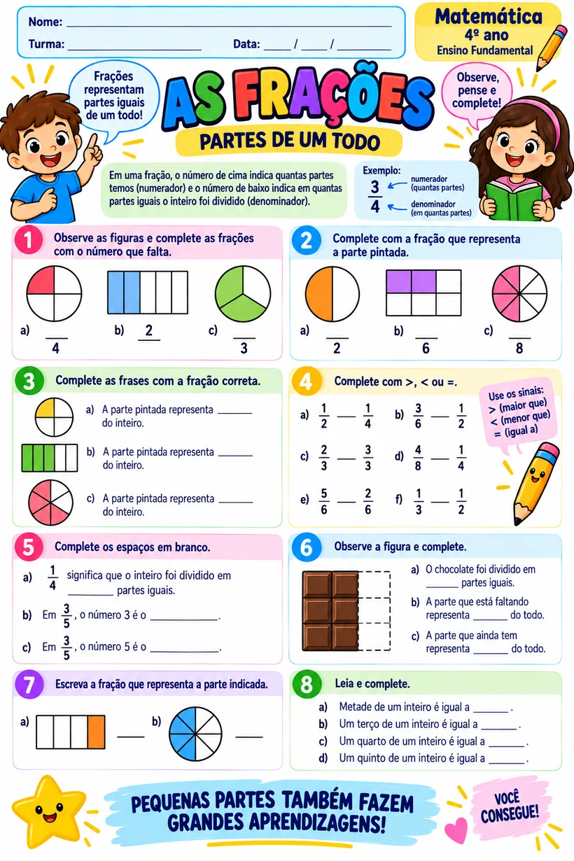 Atividade ilustrada de As Frações