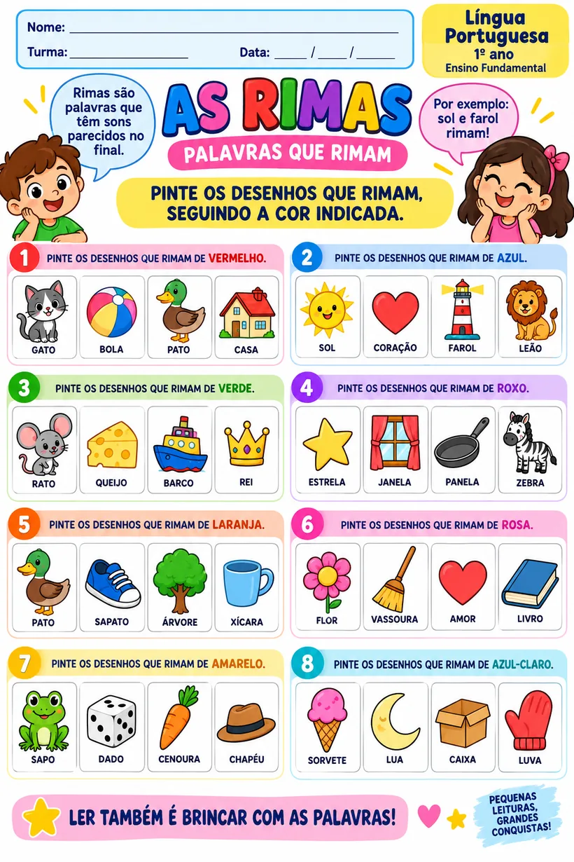 Atividade As Rimas, 1º ano