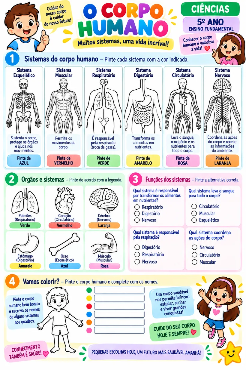 Atividade ilustrada de O Corpo Humano