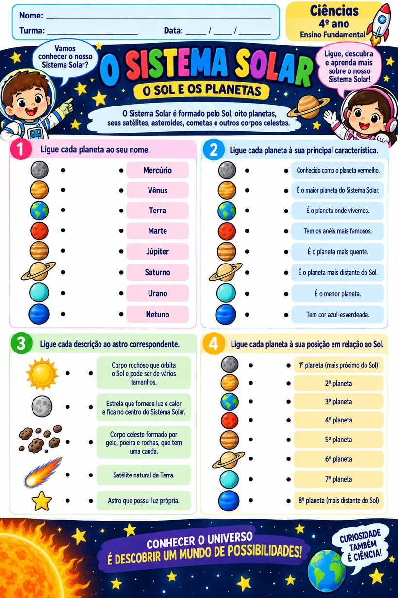Atividade ilustrada de O Sistema Solar